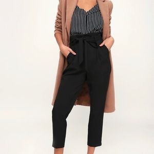 Lulus With Confidence Black Paper Bag Waist Pants
